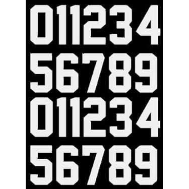 Imagem de SIQUNUO 22 Peças De Camisetas Com Números Transferência Térmica - 5" Para Passar A Ferro 0 9 Uniforme Equipe, Esportivas Basquete, Beisebol E Futebol (Brancas)