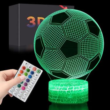 Imagem de Bola de futebol flutuante 3D, decorações de festa de futebol brilhante, decoração esportiva de futebol para quarto, 16 cores que mudam de toque/controle remoto, presentes de aniversário e Natal para a