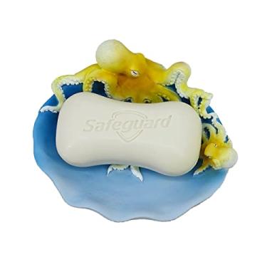 Imagem de YHHRESINKING Saboneteira De Resina Em Formato Polvo, Para Mãe E Bebê, Acessório Banheiro, Decoração Familiar Com Tema Oceânico, Costeira (Azul-Oceano)