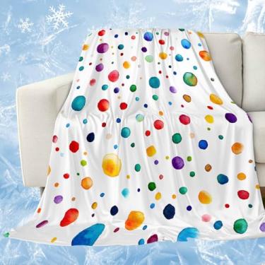 Imagem de Cobertores abstratos refrescantes para pessoas que dormem quente, aquarela, bolinhas, colorido, geométrico, cobertor de gelo, leve 101,6 x 152,4 cm, cobertores frios de verão para suores noturnos