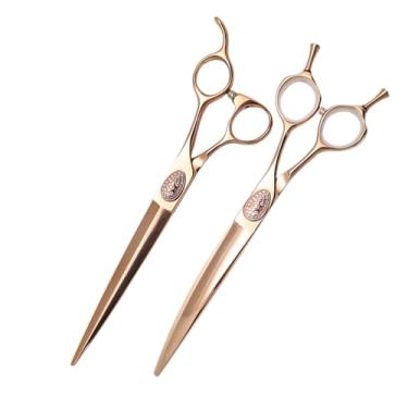 Imagem de SnipStar Professional Pet Grooming Tesoura Conjunto VG10 7,5 polegadas reta corte tesoura e 7,25 polegadas cão tesoura curva