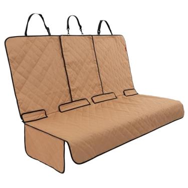 Imagem de Lusso Gear Capa de assento de carro para cachorro para banco traseiro - bronzeado, ajuste universal - protetor de assento traseiro de tecido Oxford impermeável e antiderrapante - forro do banco