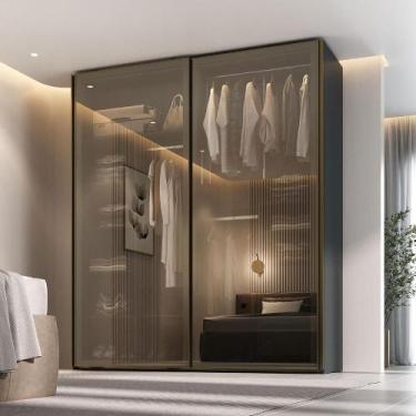 Imagem de Guarda Roupa c/ 2 Portas de Correr Reflecta e LED 100% MDF - Mambel Q,