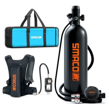 Imagem de SMACO Mini Tanque de Mergulho 1.9L Portátil Garrafa de Mergulho Cilindro de Oxigênio Garrafa de Pônei Até 30 minutos para Exploração Subaquática, Resgate de Emergência S700