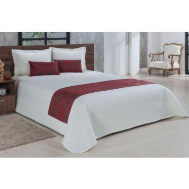 Imagem de Cobre Leito Casal Dupla Face Com Kit Xale E Baguete - Chrisney Bordado