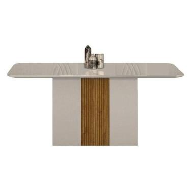 Imagem de Mesa De Jantar Doha 160x80 Off White Freijó Decor Off - Leifer Móveis 