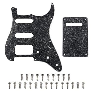 Imagem de Conjunto de placa traseira de guitarra Yootones de 11 furos de canto redondo HSS Pickguard com parafusos de pickguard compatível com captador aberto de montagem Stratocaster dos EUA/México (pérola