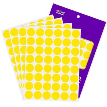 Imagem de PARLAIM Adesivo redondo com pontos amarelos de 2,5 cm, etiquetas adesivas permanentes com código de cores para escritório, sala de aula, garagem