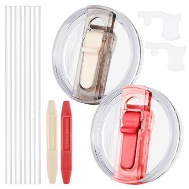 Imagem de Dsnirasy Pacote com 2 tampas à prova de vazamento para Stanley H2.0 Quencher de 1,134 g, substituição de tampa Stanley 1,134 g, sem derramamento de tampas de substituição 1,134 g para Stanley ProTour