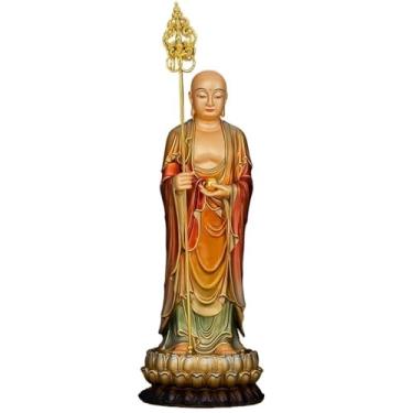 Imagem de Estátua de Feng Shui Home Buddhist Hall Feng Shui Pure Copper Buddha Statue Ornament Standing Statue Living Room Offering Tai Gu Cai Decoração de Buda(Médio)
