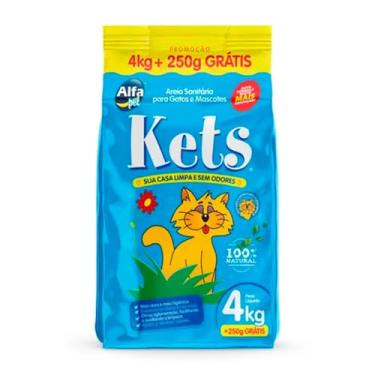 Imagem de Areia Sanitária com Granulometria Tradicional, Pacote de 4kg + 1,25Kg - Leve Mais Pague Menos, Linha Kets, Alfapet.