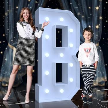 Imagem de duhanln Tenda para letreiro de 1,8 m - letras grandes iluminadas com LED branco frio, letreiro de placa de espuma fácil de montar com suporte traseiro para aniversário, casamento, decoração de festa