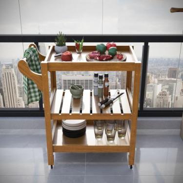 Imagem de Carrinho de Churrasco Multiuso Server c/ Rodízios Madeira - Ofertamo, 