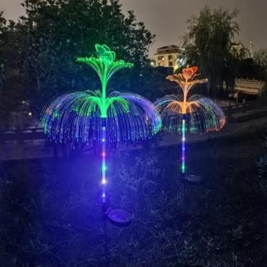 Imagem de YZYOE Pacotes De Luzes Led Solares Dupla Camada Em Formato Borboleta, Decoração Pátio Externo Com Gradiente Sete Cores, Paisagem Jardim À Prova D'Água Do Anoitecer Ao Amanhecer Sem Fio