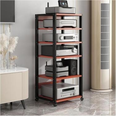 Imagem de 5/6/7 Tier Stereo Udio Medi Cbinet Para Sala De Estar, Escritório Casa Theter Movble Video Rck Tower Dvd Record Plyer Stnd Speker Mplifier Gming Consoles Turntble Holder, Unidad, Black, 7 tier
