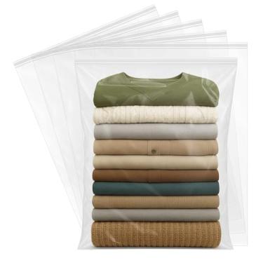 Imagem de Aubeco 20 sacos plásticos grandes de 45,7 cm x 61 cm, 4,72 mm de espessura, sacos de zíper transparente resseláveis para armazenamento de roupas, embalagem, viagens