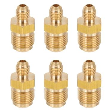 Imagem de PATIKIL Conector flare macho de 1/10.2 cm x 1/2 polegada macho, 6 peças SAE adaptador de latão 45 graus redutor união tubo acoplador encaixe de tubo para ar gás refrigeração HVAC