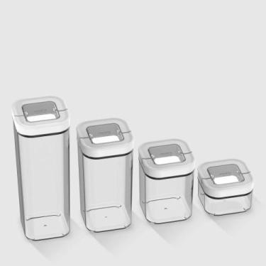 Imagem de Kit com 4 Potes Herméticos Conserve It Branco Invicta, Único