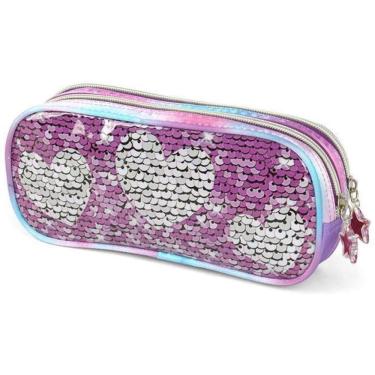 Imagem de Estojo Larissa Manoela Roxo Com Zíper Duplo Material Escolar