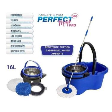 Imagem de Balde Mop Pro 360 PERFECT Azul c/3 Refis e Cabo 1,6m 16L