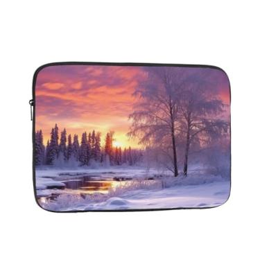 Imagem de Capa protetora para notebook com paisagem de inverno de 10 polegadas à prova de choque, resistente à água, bolsa de transporte, bolsa de computador portátil para homens e mulheres