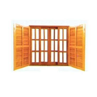 Imagem de Janela de Abrir / Correr Vidro e Veneziana - Madeira Maciça - Angelim