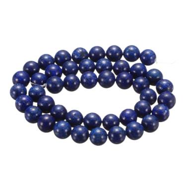 Imagem de HARFINGTON 100 peças de contas de pedra natural 8 mm lápis-lazúli azul pedra preciosa redonda contas soltas contas verdadeiras genuínas bolas lisas para fazer joias, pulseiras, colar, brincos, faça