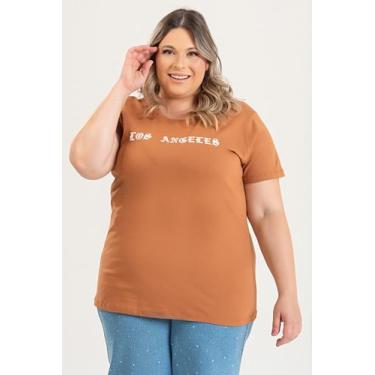 Imagem de T-shirt Feminina Plus Size em Malha Algodão c/ Estampa "LOS ANGELES" -