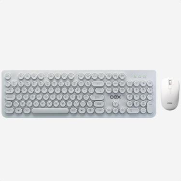 Imagem de kit Teclado e Mouse Pop Sem Fio Oex 1600 DPI, Branco