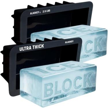 Imagem de Alaskey Molde de bloco de gelo extragrande de 1,1 kg (pacote com 2) | Crie tijolos de gelo reutilizáveis perfeitos | Molde de silicone profissional para criar cubos de gelo gigantes, ideal para banhos