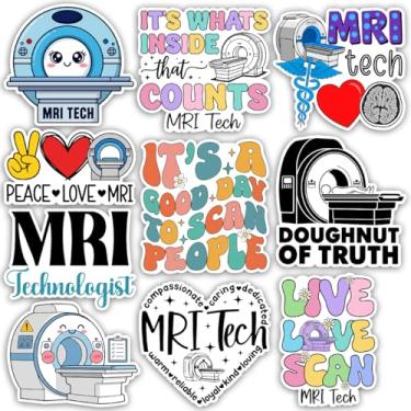 Imagem de TODOLIA Pacote de adesivos MRI Tech (10 peças de 7,6 cm), scanner de imagem de ressonância magnética, adesivo de radiologia de tomografia computadorizada, presente de tecnólogo de ressonância