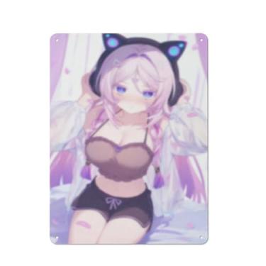 Imagem de Anime Sexy Bikini Hot Girl Pinup Girl Metal Tin Sign Wall Art Poster Decor for Home Bar Club Bedroom Bathroom Man Cave Otaku 30,5 x 40,6 cm, AH631