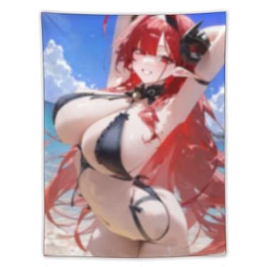 Imagem de LIEGBMEU Tapeçaria Sexy Hot Anime Girl 152.4 cmx203.2 cm Wall Quilt Art Whimsical Tapestry DecorationAF425
