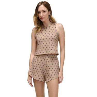Imagem de Pijama Feminino Curto Ribana Floral Hering - Algodão, Bege, G