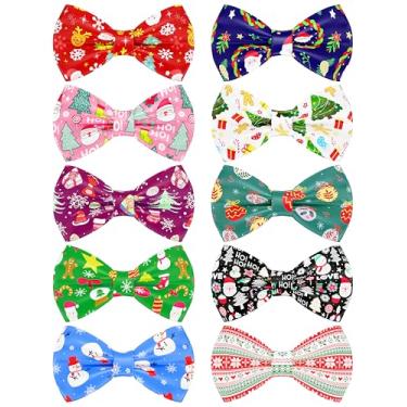 Imagem de PET SHOW Pacote com 10 gravatas borboleta de Natal para cães grandes e médios, coleira deslizante, laços de árvore de Natal, Papai Noel, acessórios de cuidados para animais de estimação (grande)