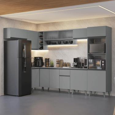 Imagem de Armário de Cozinha Completa de Canto 465cm Cinza Nice Madesa 04