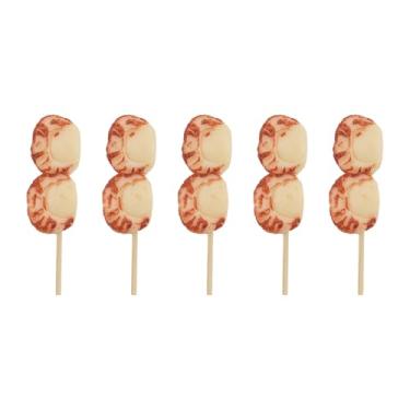 Imagem de WDONAY 5 peças de mini espetos falsos de vieira, exibição realista de churrasco, modelo de comida para churrasco, comida para decoração de casa, adereços de fotografia (espetos de callop)