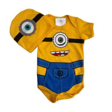 Imagem de Body Bebe Menino Minions  + Touca - Mesversário - R.L, P