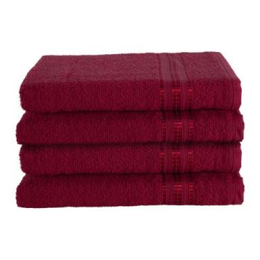 Imagem de Kit de Toalha Felpuda Jogo 4 peças Vermelho Liso Macio Linea - EMPÓRIO