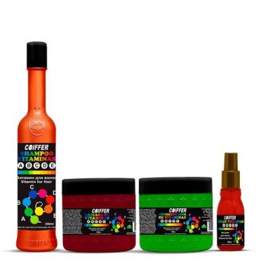 Imagem de Kit Vitaminas Coiffer shampoo Condicionador mascara Spray p/ Previnir 