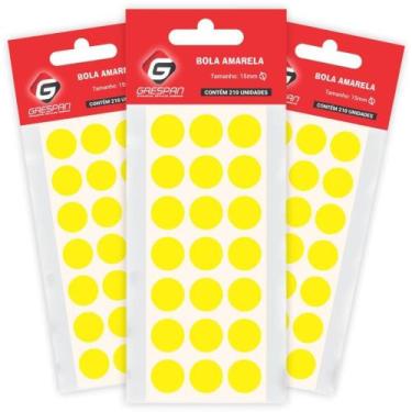 Imagem de Etiqueta Redonda Amarela 15MM com 210 Etiquetas por Cartela - Grespan