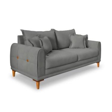 Imagem de Sofá 3 Lugares 2,00m Estofado em Veludo com Pés de Madeira - Logan Luc