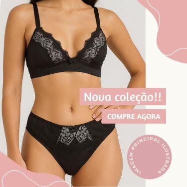 Imagem de Conjunto Calcinha e Sutiã de Renda Sem Bojo Sutia Soutien Lingerie Fem