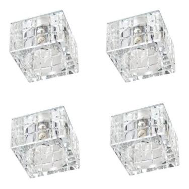Imagem de 4 un. Spot Embutir Cristal K9 Quadrado 7cm Quarto Sala AC974 - Acende 