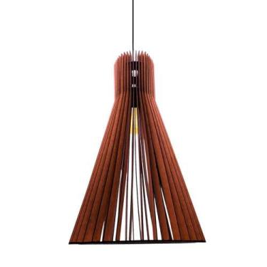 Imagem de Luminária Teto Tipo Pendente Funil Mdf - Completa Marrom - LENOBRE, Bi