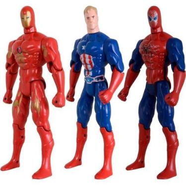 Imagem de Kit Trio Brinquedos Homem Aranha Capitão America Homem Ferro - OUTRAS 