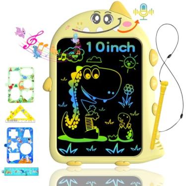 Imagem de Tablet LCD de 10 polegadas com gravação, sons de dinossauro, recarregável tipo C, placa de rabisco, brinquedos de aprendizagem de autismo para crianças de 2 a 6 anos, presente de Natal, brincadeiras