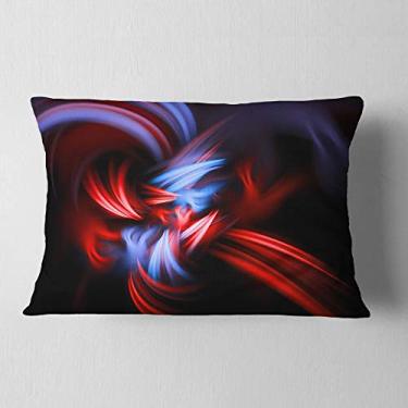 Imagem de Designart Fractal Red Connected Stripes' Contemporâneo Lombar sala de estar, sofá, almofada + capa de almofada impressa em ambos os lados 30,5 x 50,8 cm