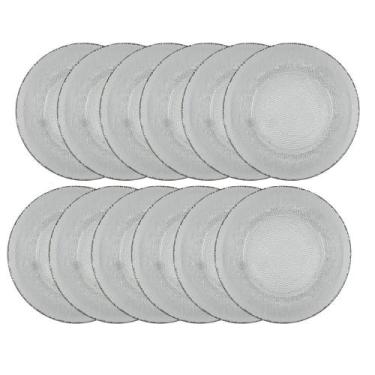 Imagem de Conjunto 12 Pratos Fundo Vidro Transparente Forjado - Class Home