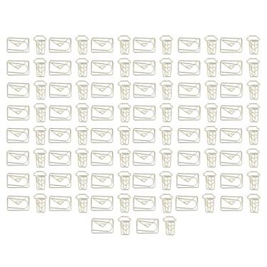 Imagem de 100 pcs clipes de papel de metal, formato de copo de café envelope pequenos clipes de organização para documentos fotos bilhetes escritório material escolar